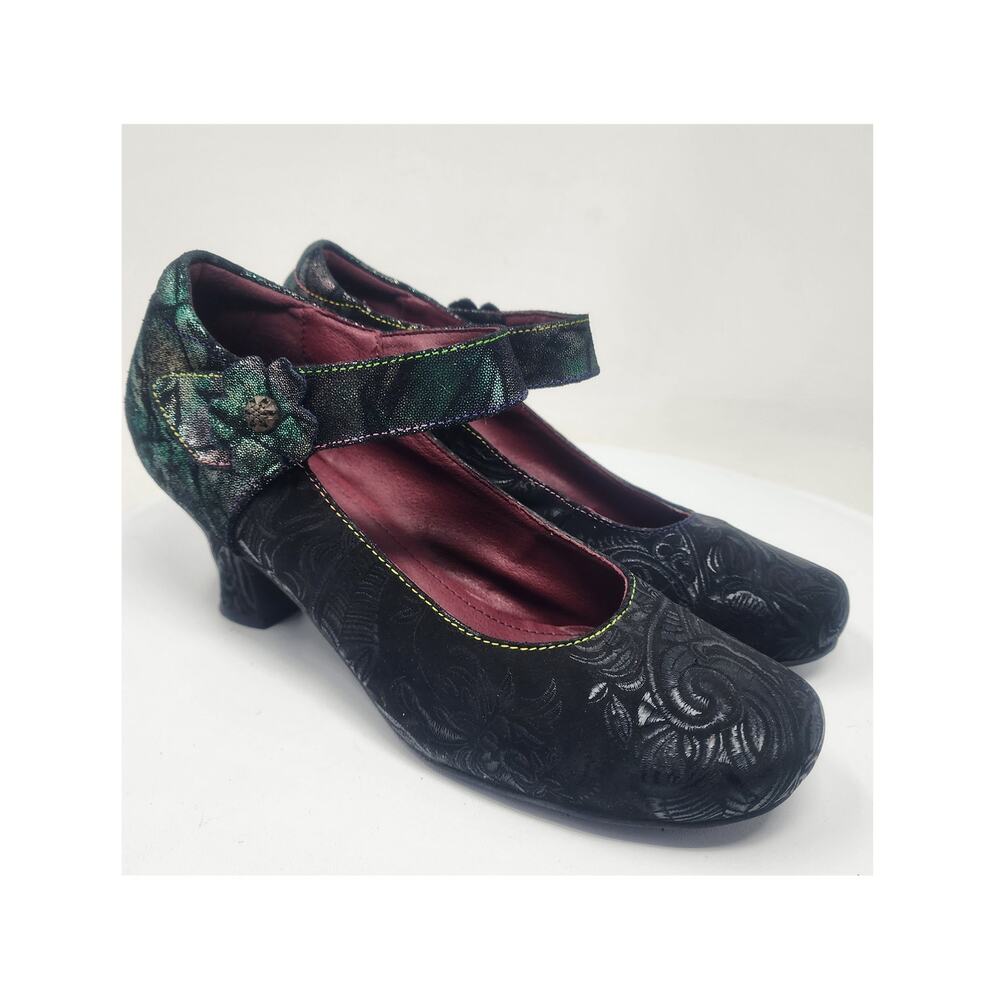 L'Artiste Jeanna Mary Jane Pump EU41/US9.5-10 Iridescent Black Green Leather